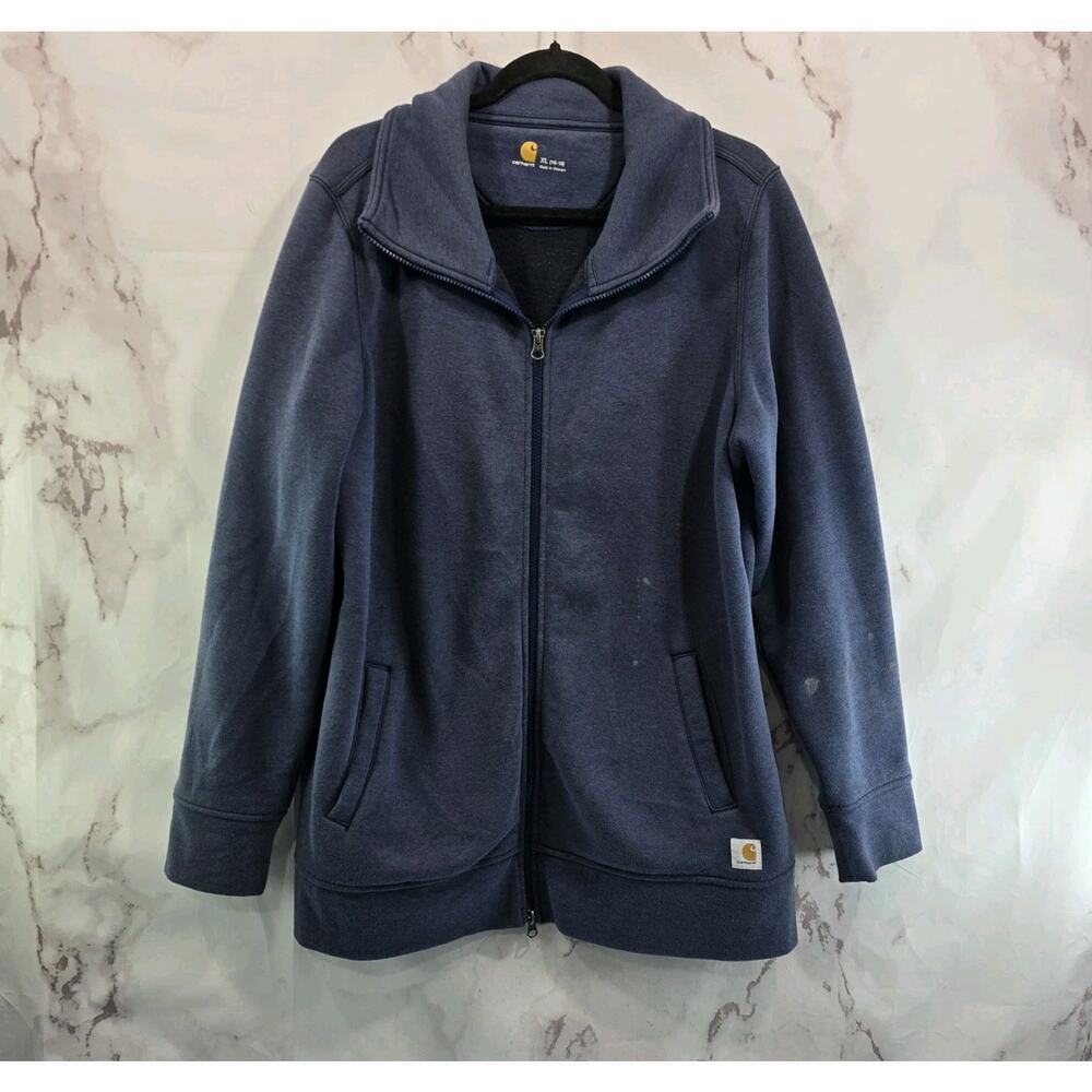 Carhartt Sweatshirt Womens XL Blue Full Zip Jacket Heathered Mock